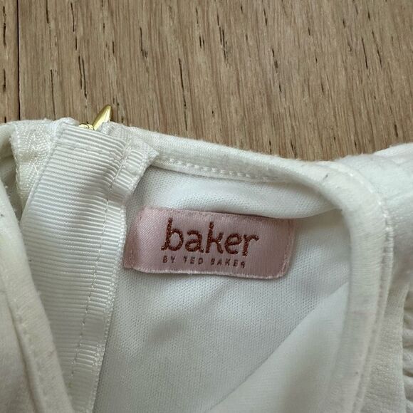 Ted Baker White Blue Floral Puff Sleeve Party Summer Dress Size 6-9 Months - Picture 5 of 8